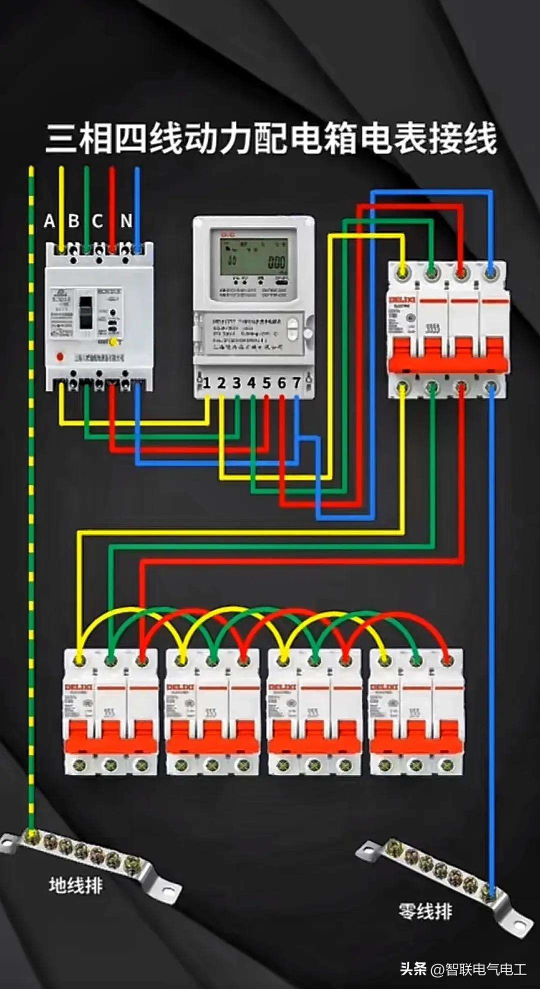 2024版三相四线动力配电箱电表接线实物彩图详解